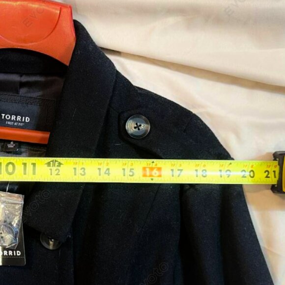 Torrid Size 6 Black Wool-Blend Military Fit & Flare Coat, Black, NWT - Picture 12 of 16